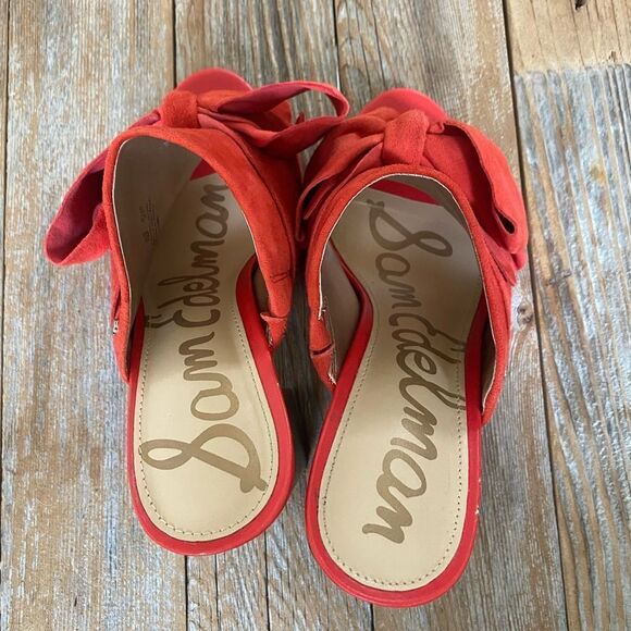 Sam Edelman Yumi Bow Mules Red heels - Picture 2 of 5